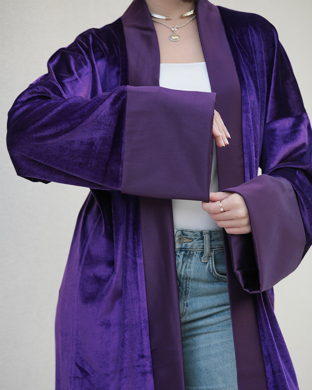 Velvet Satin Kaftan - Midnight Purple