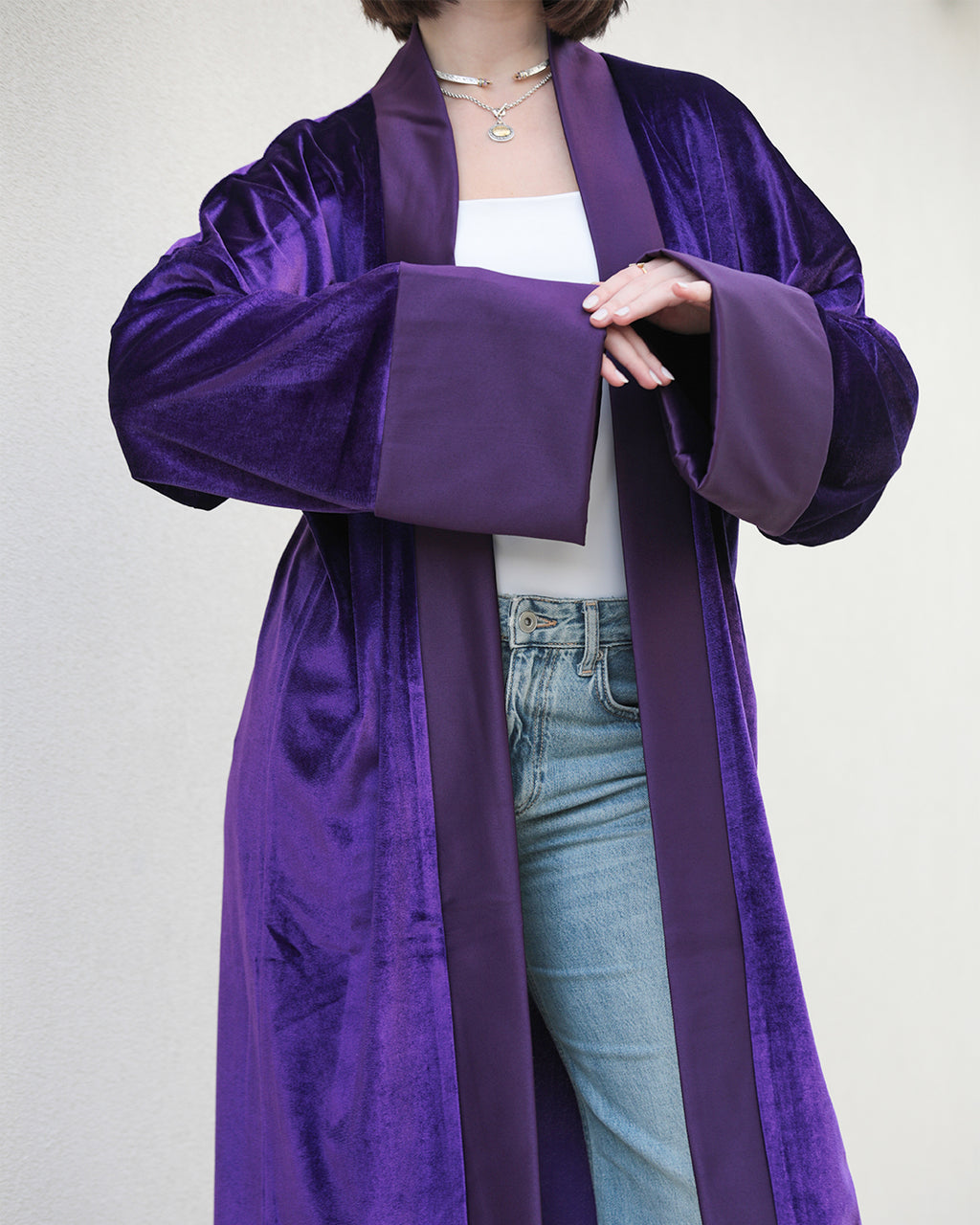 Velvet Satin Kaftan - Midnight Purple