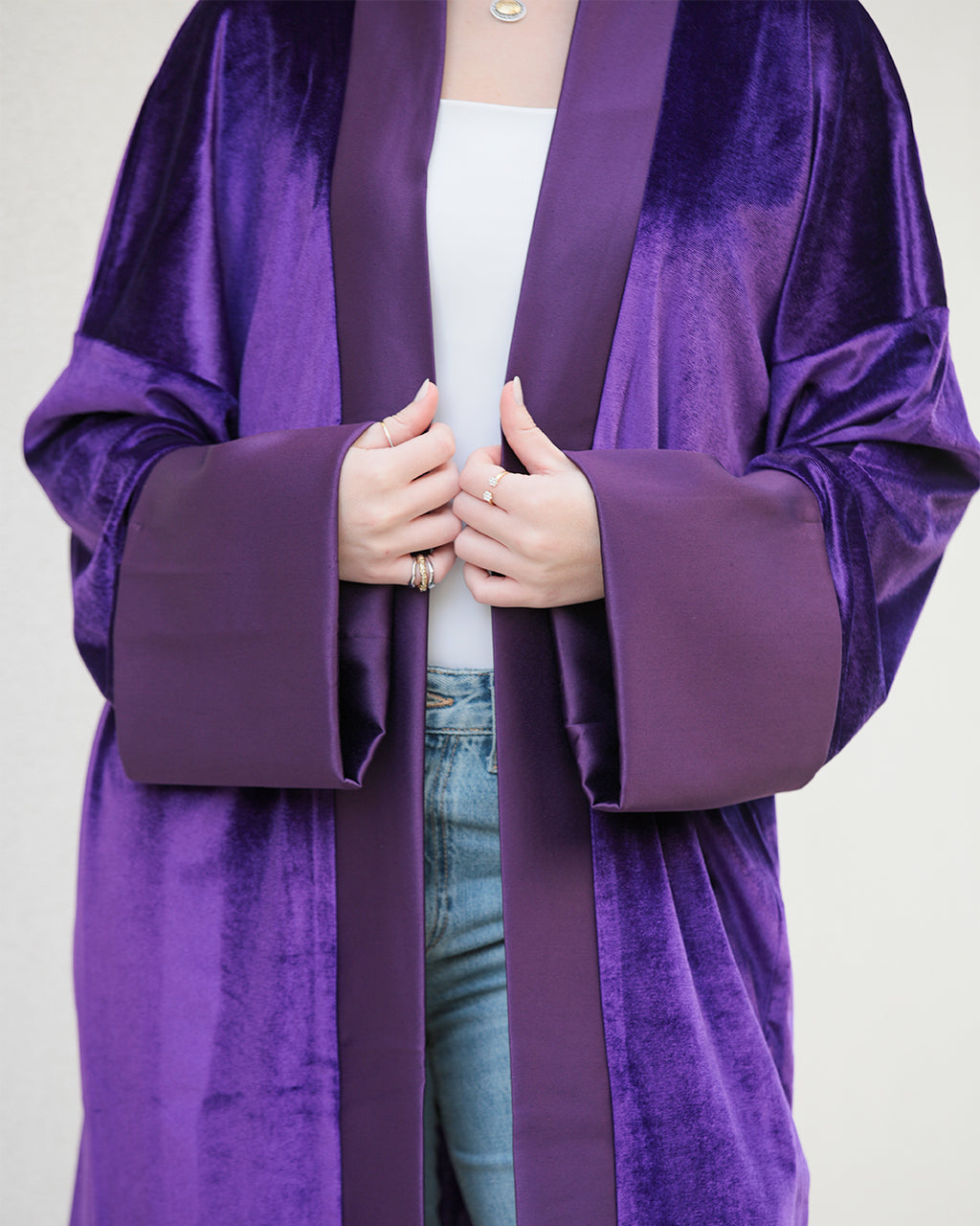 Velvet Satin Kaftan - Midnight Purple